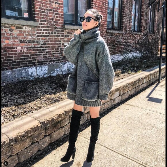 Suede Light Brown Boots Above Knee High with Strings in Back - Picture 6 of 6